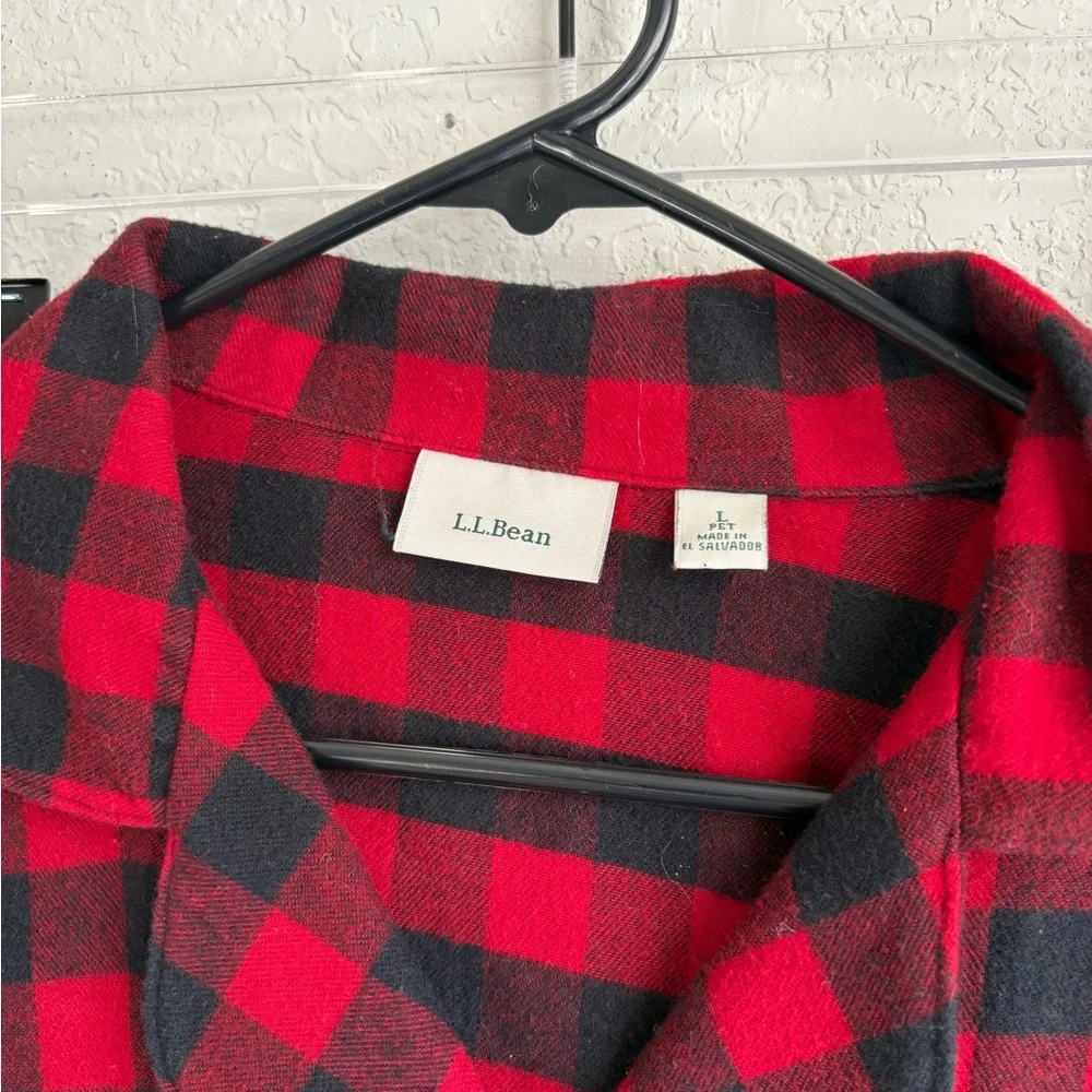 LL Bean Scotch Plaid Flannel Pajama Set Large Red Black Buffalo Check Rob Roy - Picture 2 of 6